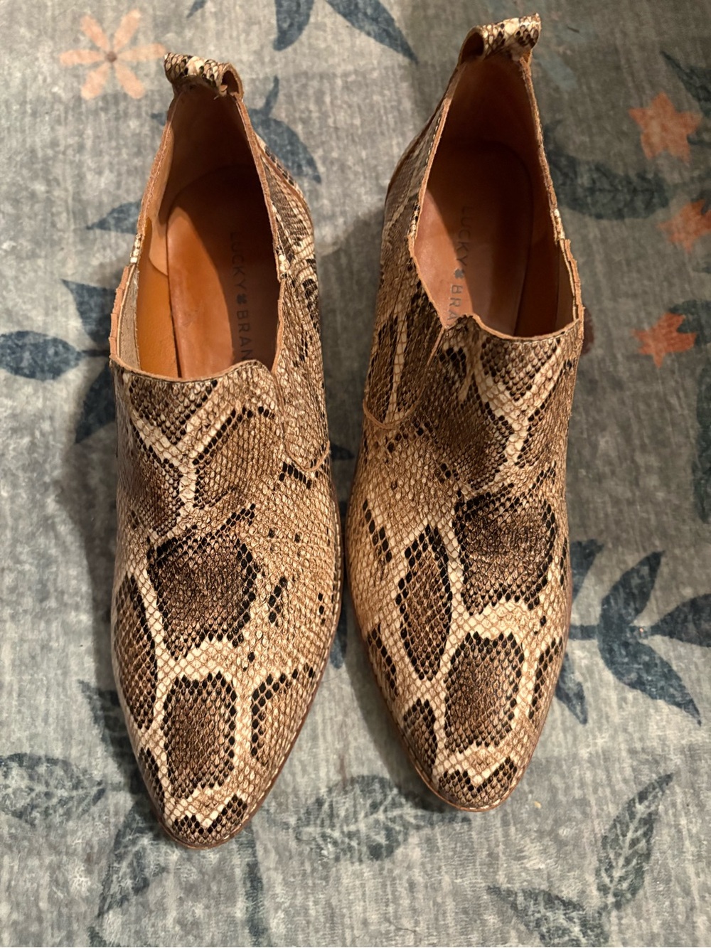 Lucky Brand Snake-Print ankle boots